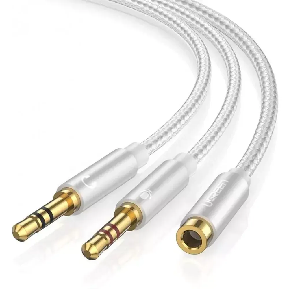 Аудиокабель Ugreen AV140 20897 Dual 3.5mm Male To 3.5mm Female Audio Cable White