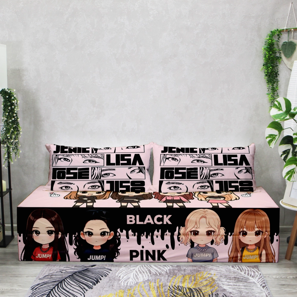 Бескаркасный диван кровать раскладной "BLACKPINK"
