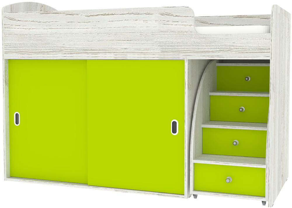 Кровать-чердак КарИВи Малыш Купе Винтерберг Лайм