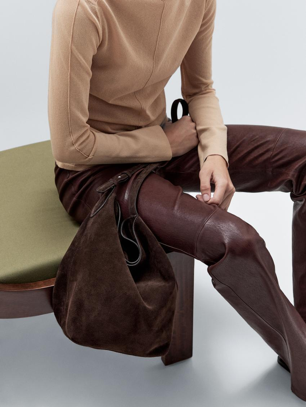 Massimo Dutti Замшевая сумка, коричневый