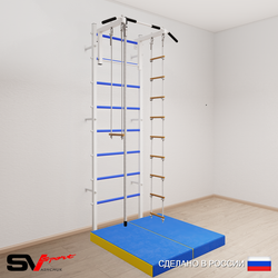 Шведская стенка Sv Sport усиленная 6164 (Турник стандарт/Канат/Лестница/Трапеция/Мат 1м)