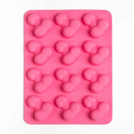 Ярко-розовая силиконовая форма для льда с фаллосами (Цвет: ярко-розовый)