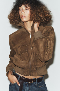 ZARA БОМБЕР С ВОРОТНИКОМ-СТОЙКОЙ И РУБЧИКОМ, СВЕТЛО-БЕЖЕВЫЙ