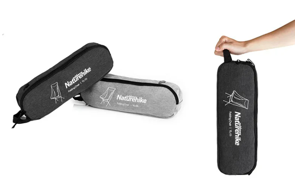 Кресло туристическое Naturehike YL06 складное, серое, высокая спинка, до 150 кг