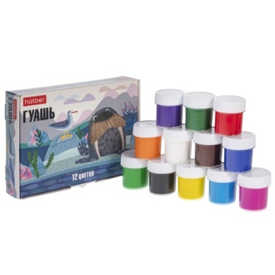 Краски Гуашь 20мл 12 цв. Hatber -COLORA- в картонной коробке