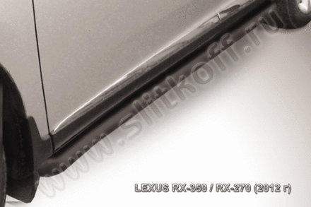 Пороги стальные Lexus RX-350/RX-270 (2012-2015) d76 с гибами (серебристые)