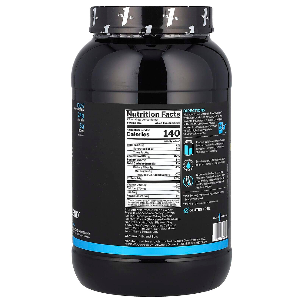 Rule One Proteins, сывороточная смесь, протеиновая смесь для приготовления напитка, шоколад и арахисовое масло, 888 г (1,96 фунта)