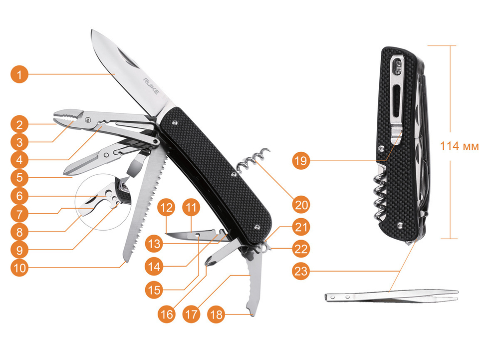 Нож Ruike L51-G, 23 функции, зеленый