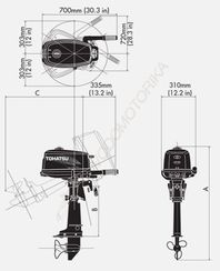 Лодочный мотор Tohatsu M 5 S (5 л.с. двухтактный)