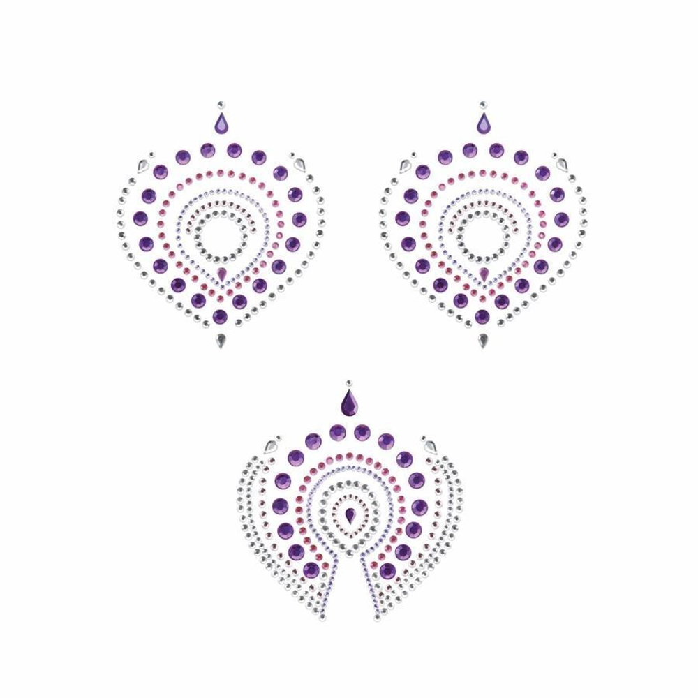 Фиолетово-розовые наклейки на грудь и зону бикини FLAMBOYANT (Цвет: фиолетовый с розовым)