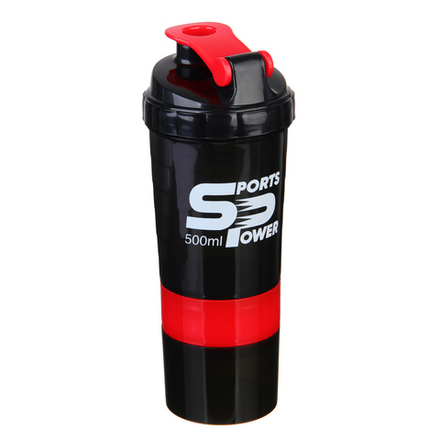 SILAPRO Спортивный шейкер 3 в 1 (пружина-венчик, два контейнера), 500мл, 25x9см, полипропилен