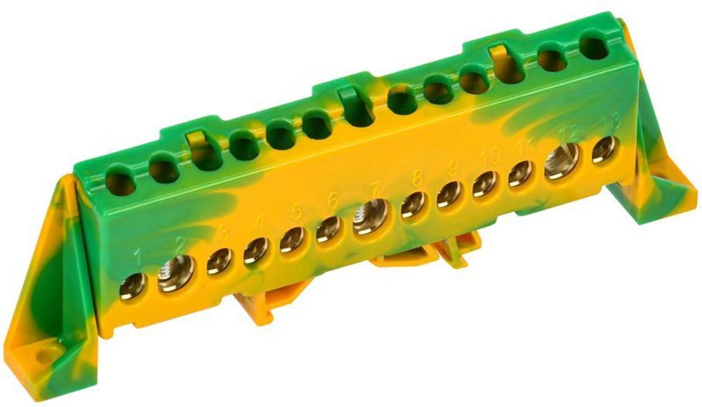 Шина PE "земля" в комб. изол. "Стойка" 8х12-13-ЖЗ TEKFOR IEK TF-NN20-13-DP-K52