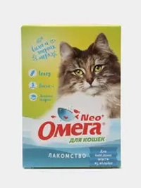 Омега NEO+ 90таб Выведение шерсти мультивитаминное лакомство для кошек