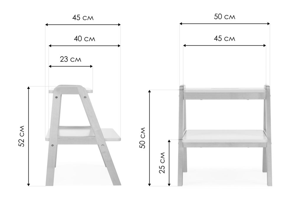 Табурет-стремянка Брети натуральная береза / белый