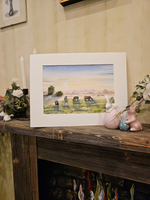 Картина авторская акварельная в паспарту 30х40 см на стену для интерьера "Утренняя идиллия"