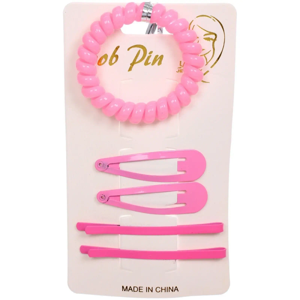 Набор аксессуаров для волос «Margo», 2 зажима, 2 невидимки, 1 резинка, цвет розовый, d-5 см, 5,5*1,5 см●