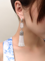 Серьги "Queen" из розового кварца и перламутра Silver