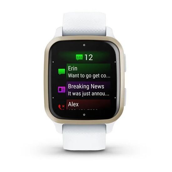 Умные часы Garmin Venu Sq 2 белые с кремово-золотым алюминиевым безелем