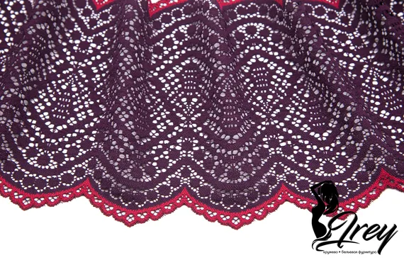 03-177  Кружево эластичное 18 см, слива/красный