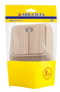 Выключатель АБК-СИЛА АЛЬТАИР двухклавишный с подсветкой сосна