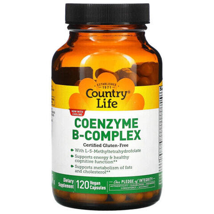 Витамины группы B Country Life, Комплекс коэнзимов группы B, 120 веганских капсул