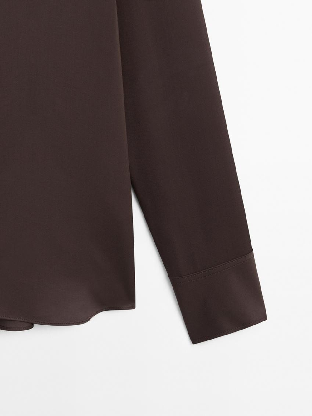 Massimo Dutti Рубашка из струящегося атласа, темно-гранатовый