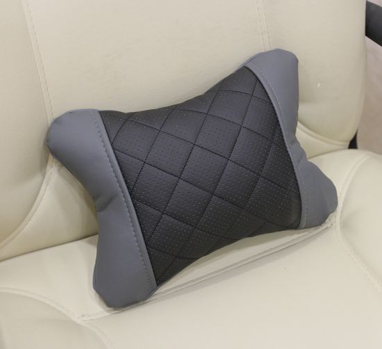 Автомобильная подушка "Косточка" под шею из экокожи "Ромб"