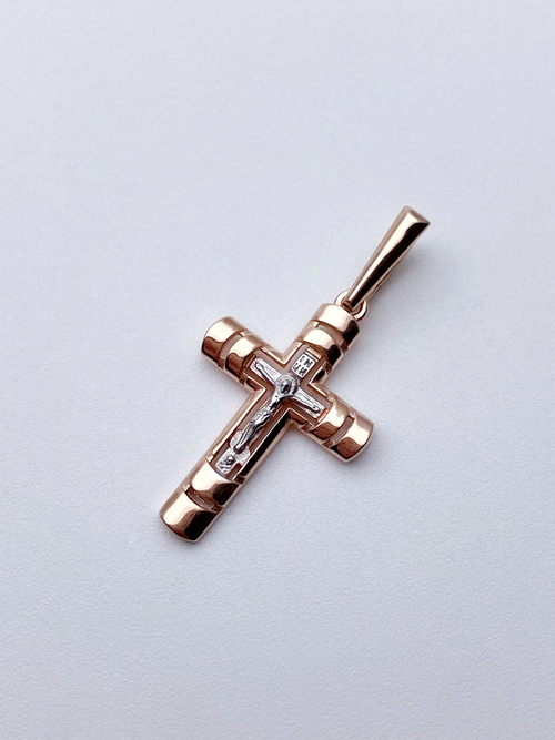 Крест из серебра/Позолота,Родий/С подвижным ухом