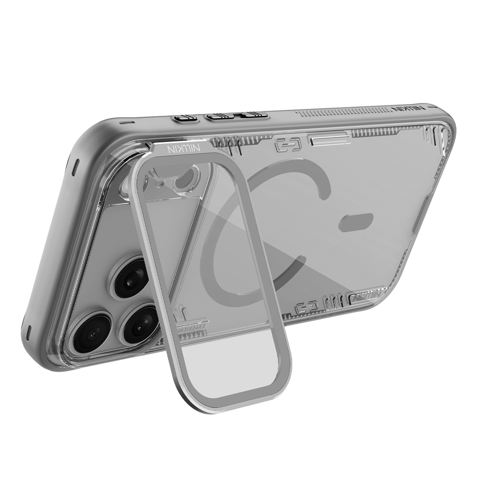 Чехол тонированный серого цвета с MagSafe на iPhone 17 Pro Max, серия Iceblade Prop Magnetic (версия с прозрачной крышкой объектива) от Nillkin