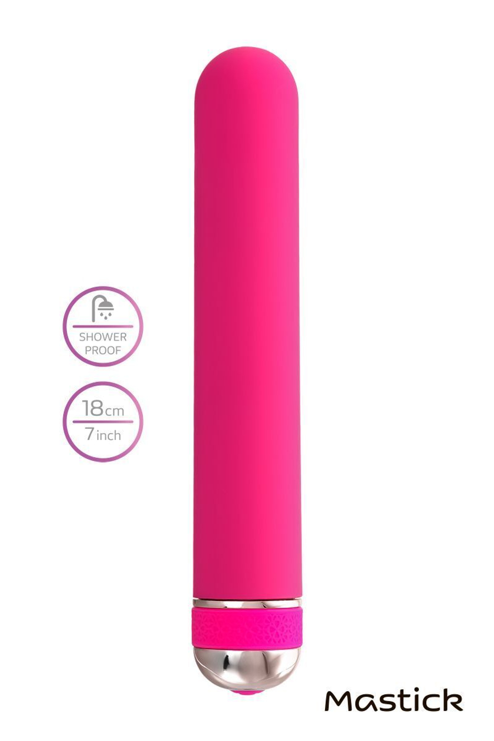 Розовый нереалистичный вибратор Mastick - 18 см. (Цвет: розовый)