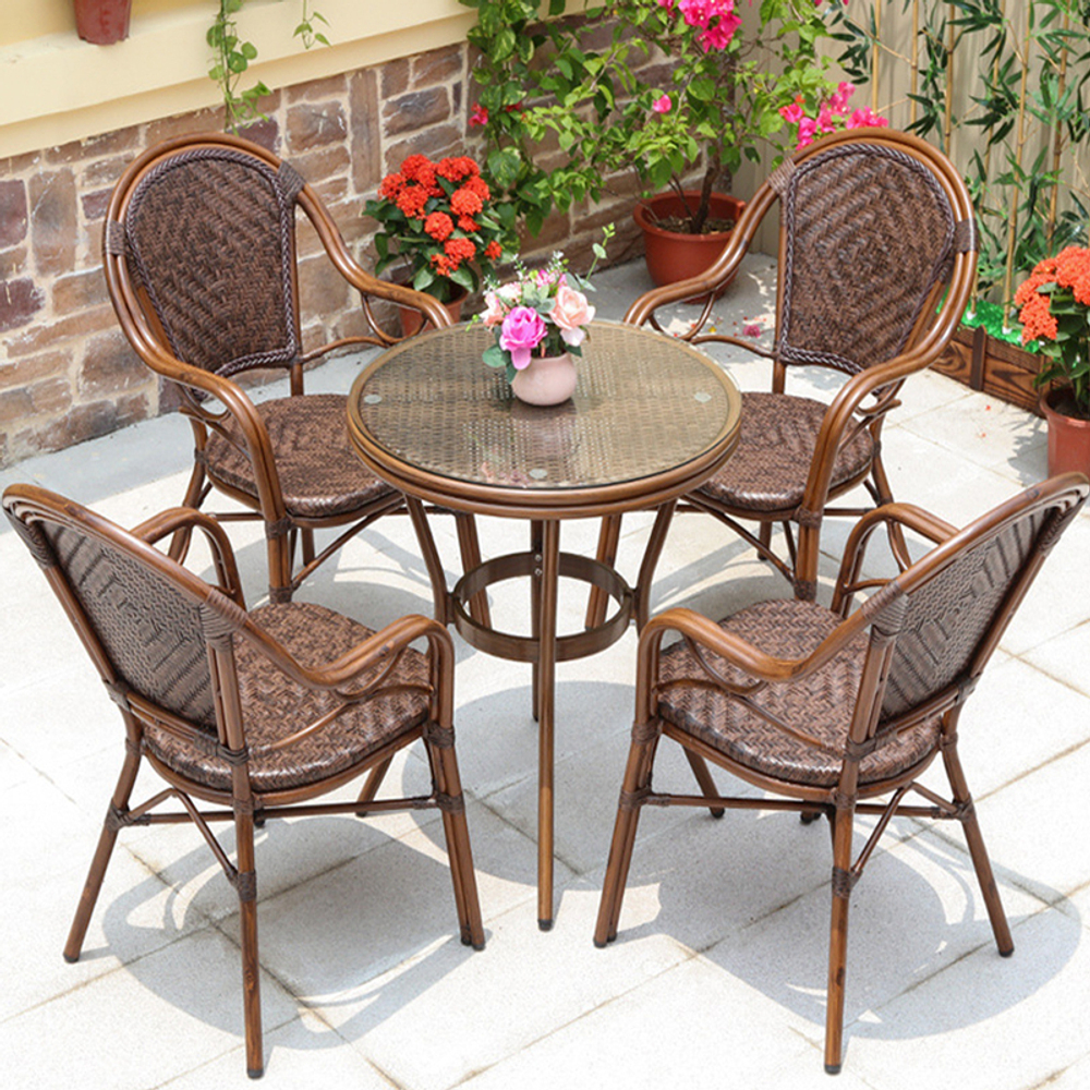 Алюминиевый комплект мебели из искусственного ротанга D70 БАМБУК «BAMBOO» арт.2013 + 4 кресла БАМБУК-1 «BAMBOO-1» арт.2001-4