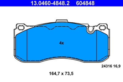 ATE - 13046048482-ATE - Brake Pad Set, disc brake
