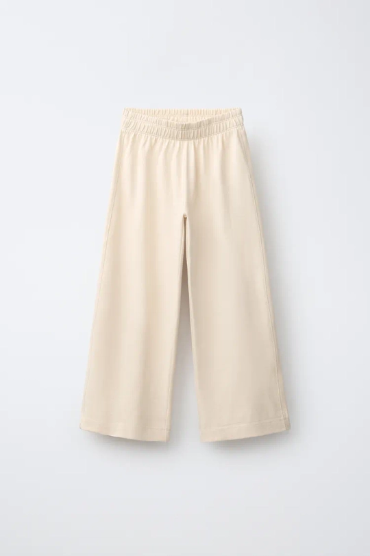 ZARA ПЛОТНЫЕ БРЮКИ WIDE LEG, ЭКРЮ