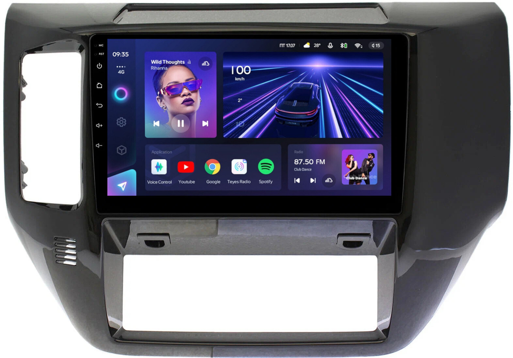 Магнитола для Nissan Patrol Y61 2004-2010 (рамка черная глянцевая) - Teyes CC3 монитор 9" QLED на Android 10, ТОП процессор, 4Гб+32Гб, CarPlay, 4G SIM-слот