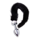 Маленькая анальная втулка 8,5см с черным хвостом ToyFa Metal 712021