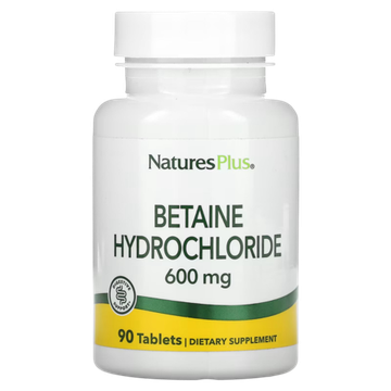 Natures Plus Betaine Hydrohloride 600 mg 90 tab , Бетаин