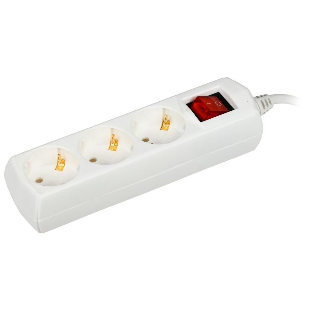 Удлинитель бытовой 3 гн, 5 м, 3х1 мм2, 10 А, выкл, IEK, Generica, WYP10-10-03-05-ZK-G