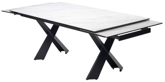Стол ORISTANO 200 MARBLES KL-99 Белый мрамор матовый, итальянская керамика/ черный каркас