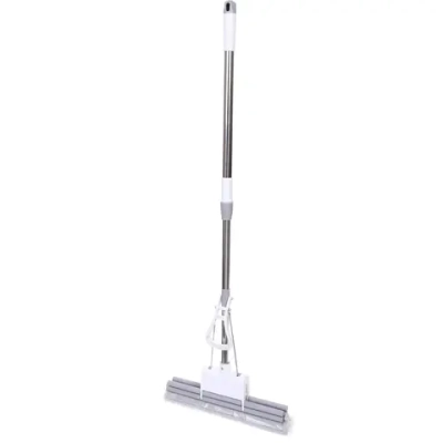 Швабра с губкой ПВА металлическая ручка 90-110 см(отжим двойной ролик, насадка 38см)