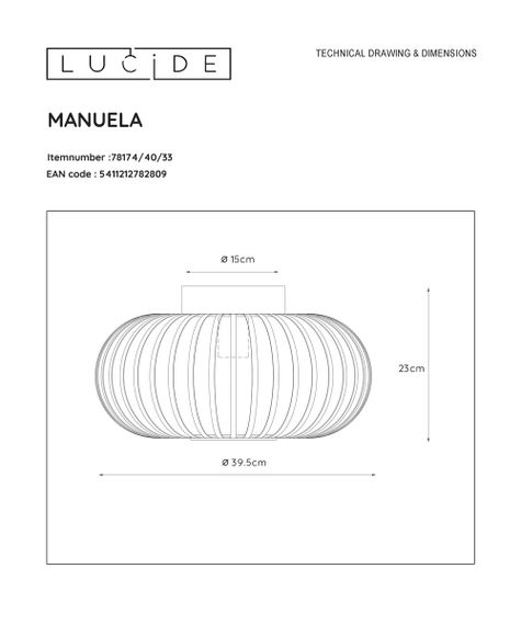 Потолочный светильник Lucide Manuela 78174/40/33