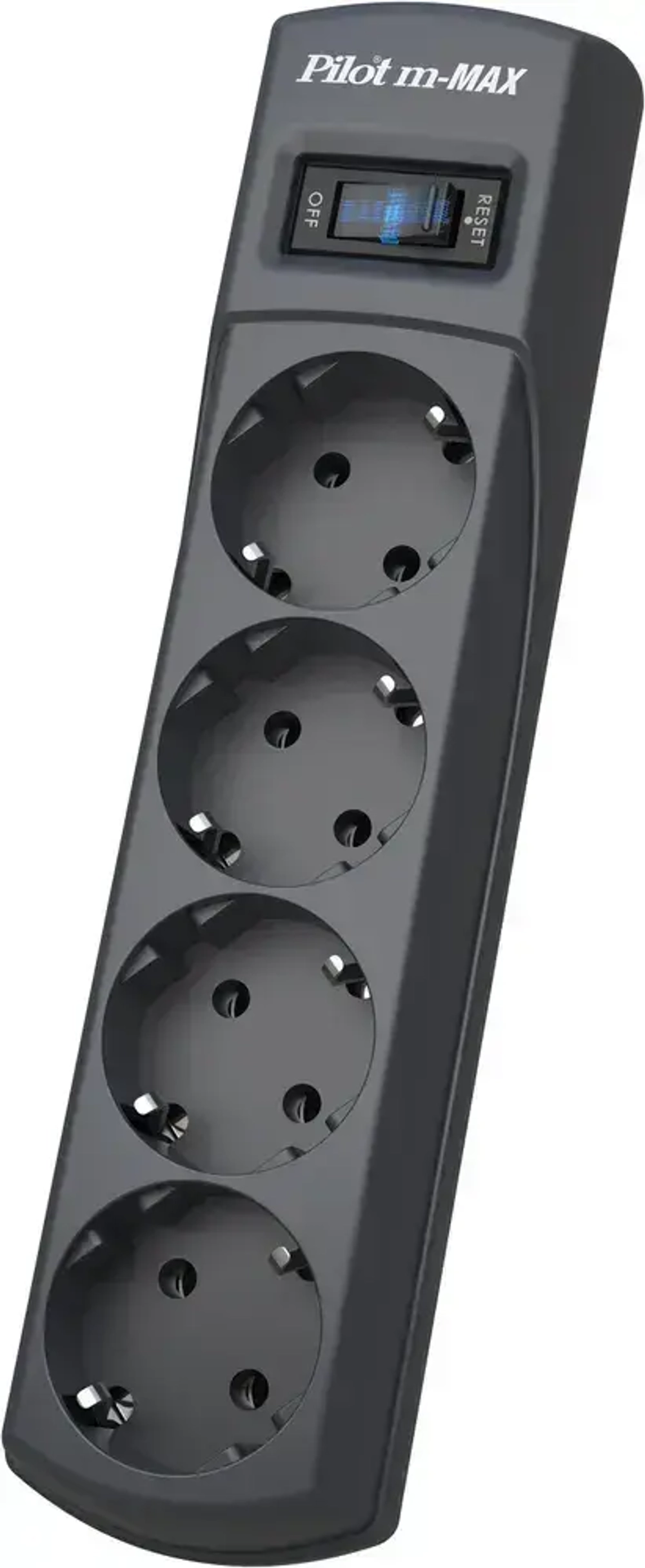 Удлинитель ZIS Pilot, сетевой фильтр, 3300 Вт / 15А, 4 розетки, 1.8 метра, с выключателем