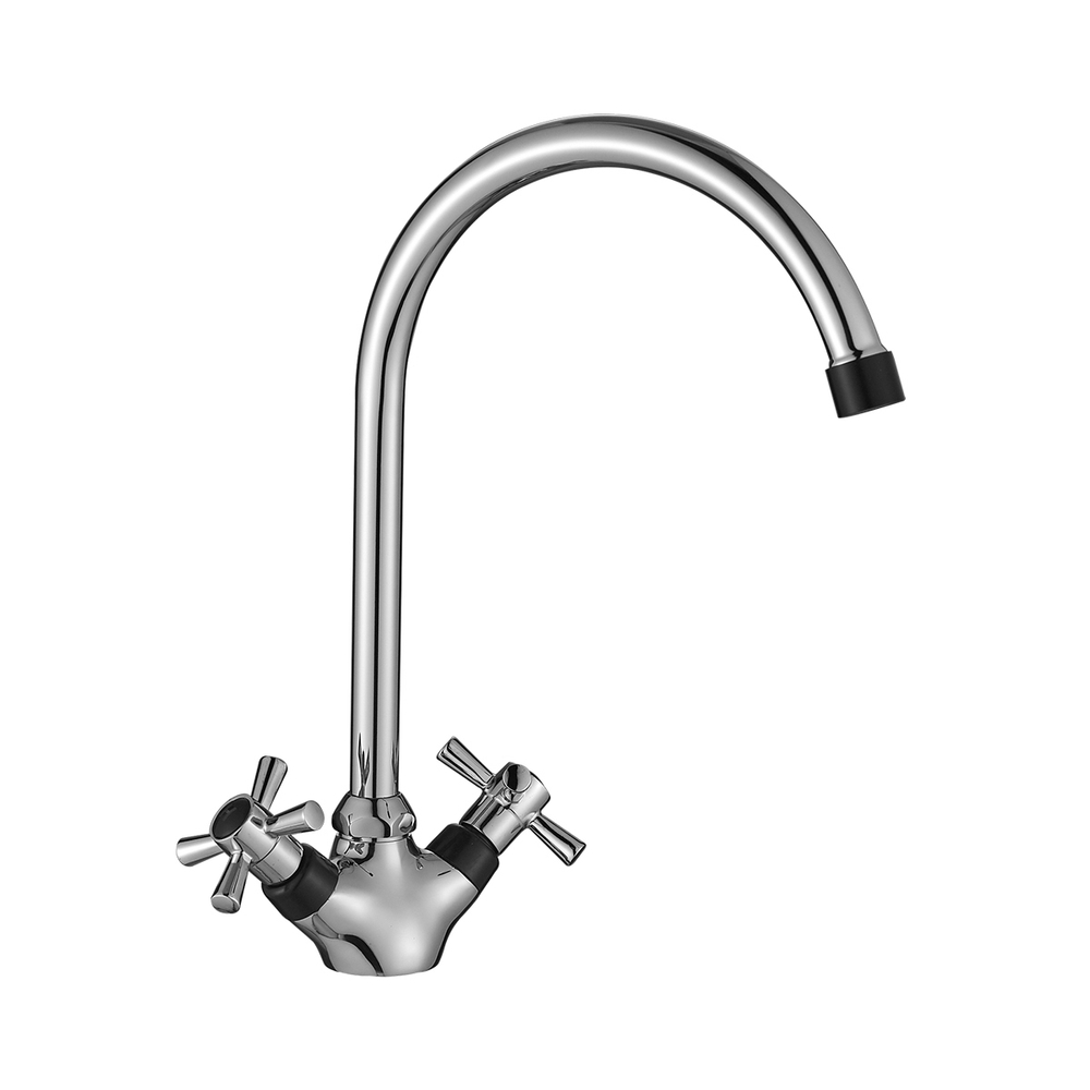 Смеситель DECOROOM DR51028-Black двуручный  для кухни с высоким повортным изливом