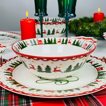 Lenardi 164-043 Салатник 18см НОВЫЙ ГОД в под.уп.(х36)Фарфор