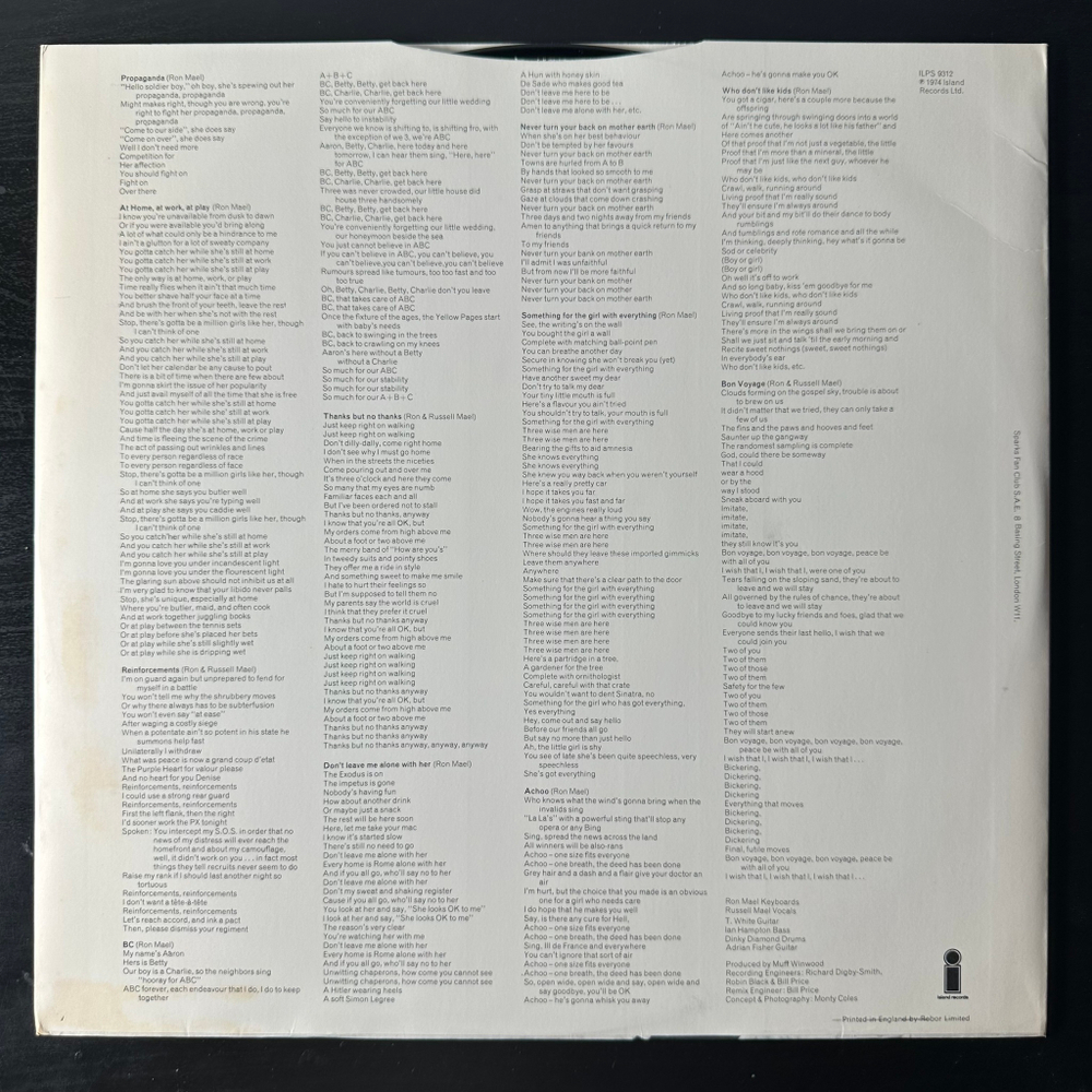 Sparks ‎– Propaganda (Скандинавия 1974г.)