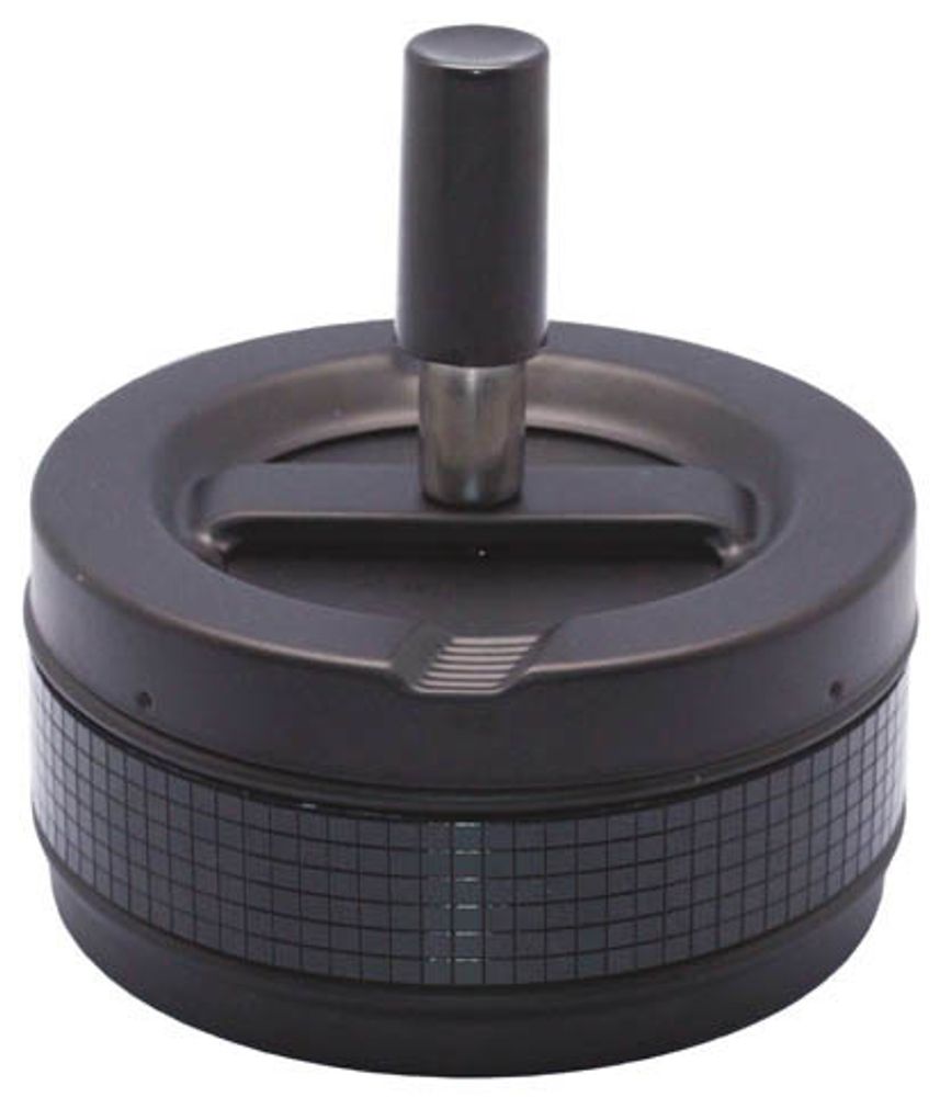 Круглая пепельница S.Quire 420042-916BF стальная цвет черный с черной ручкой в подарочной фирменной коробке