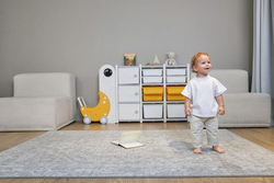 Стеллаж для игрушек UNIX Kids Moon 13 (3 полки + 10 ящиков) желтый/белый