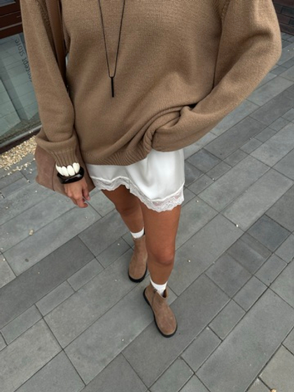 Шорты шелк с кружевом (шампань)