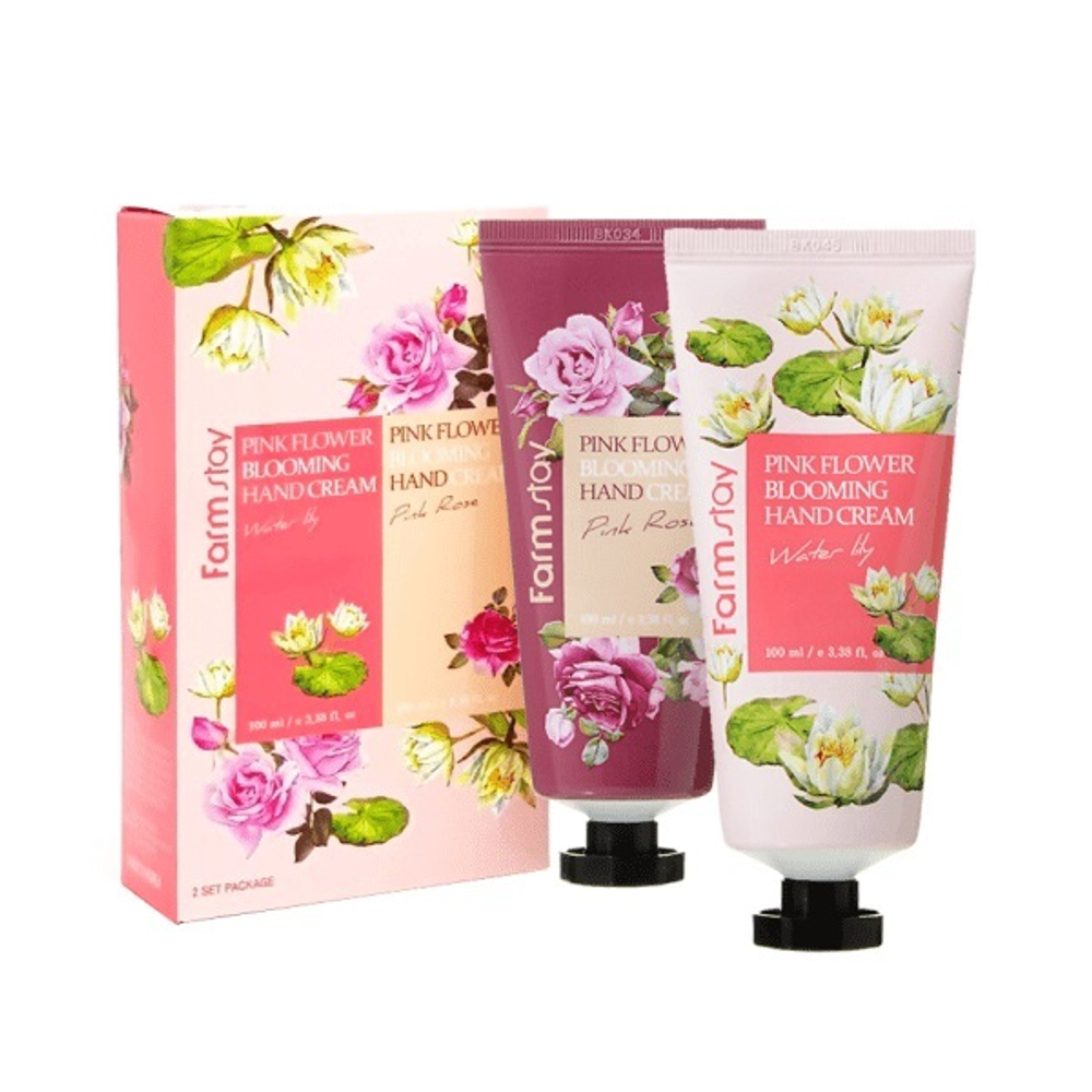 Набор кремов для рук (водяная лилия и роза) FarmStay Pink Flower Blooming Hand Cream Water Lily & Pink Rose