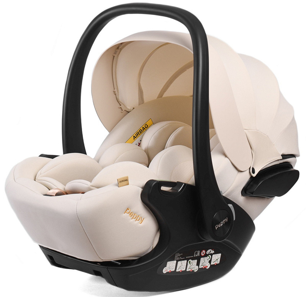 Детская коляска Peppy Monaco 3 в 1 с автокреслом Verona Beige Mint (мятный), рама черная