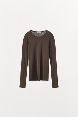 ZARA ФУТБОЛКА ИЗ ХЛОПКА, КОРИЧНЕВЫЙ